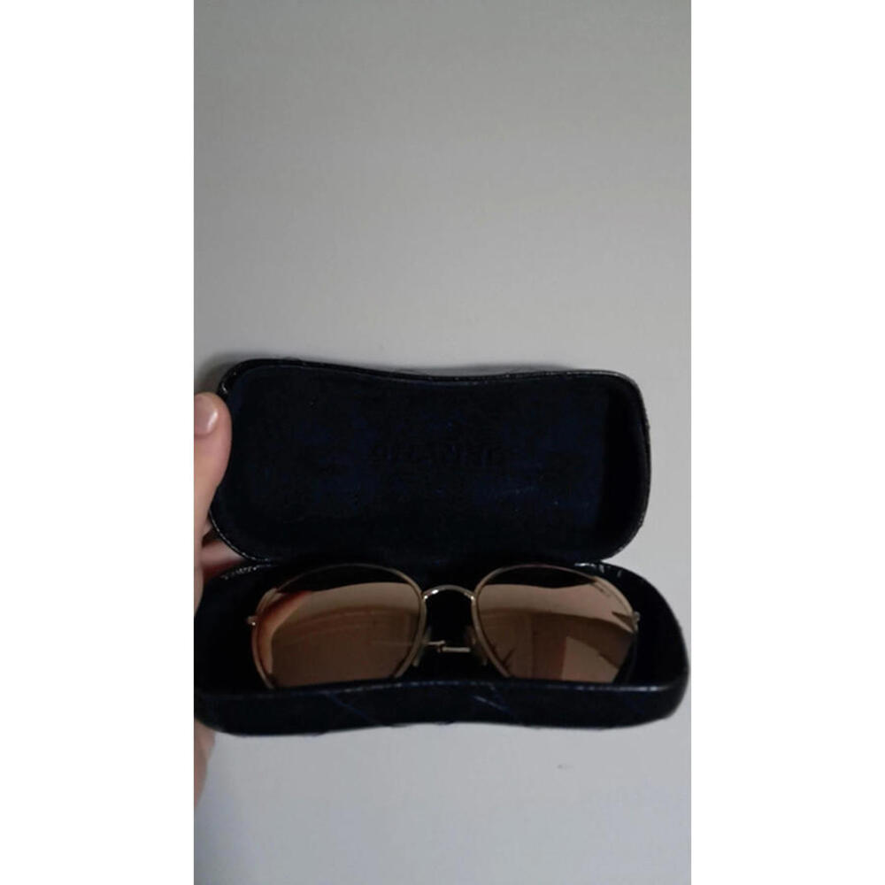 Chanel gold mirrored sunglasses with box
